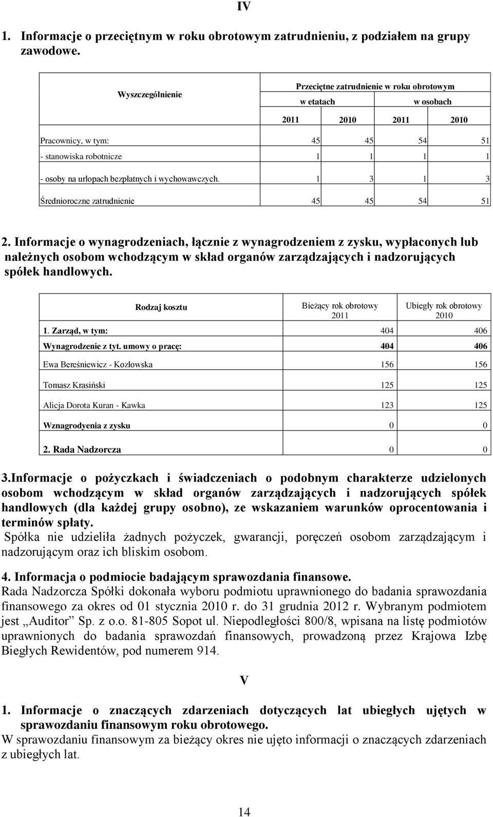 wychowawczych. 1 3 1 3 Średnioroczne zatrudnienie 45 45 54 51 2.