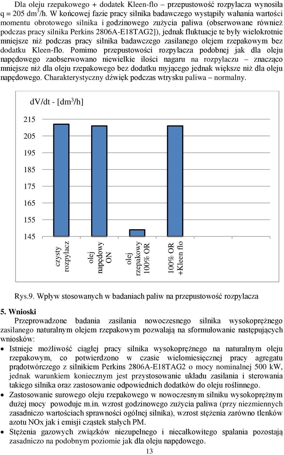 fluktuacje te były wielokrotnie mniejsze niż podczas pracy silnika badawczego zasilanego olejem rzepakowym bez dodatku Kleen-flo.