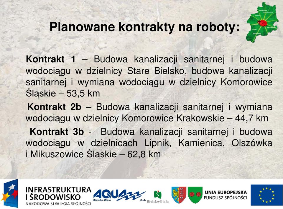 Budowa kanalizacji sanitarnej i wymiana wodociągu w dzielnicy Komorowice Krakowskie 44,7 km Kontrakt 3b -