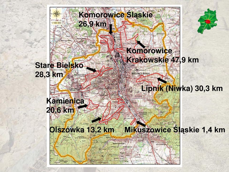 km Komorowice Krakowskie 47,9 km Lipnik