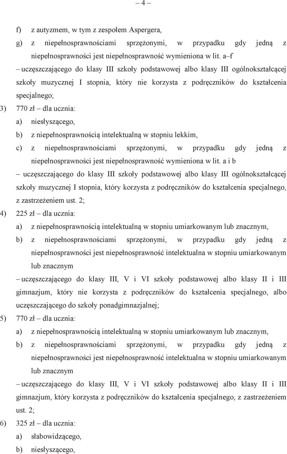 niesłyszącego, b) z niepełnosprawnością intelektualną w stopniu lekkim, c) z niepełnosprawnościami sprzężonymi, w przypadku gdy jedną z niepełnosprawności jest niepełnosprawność wymieniona w lit.