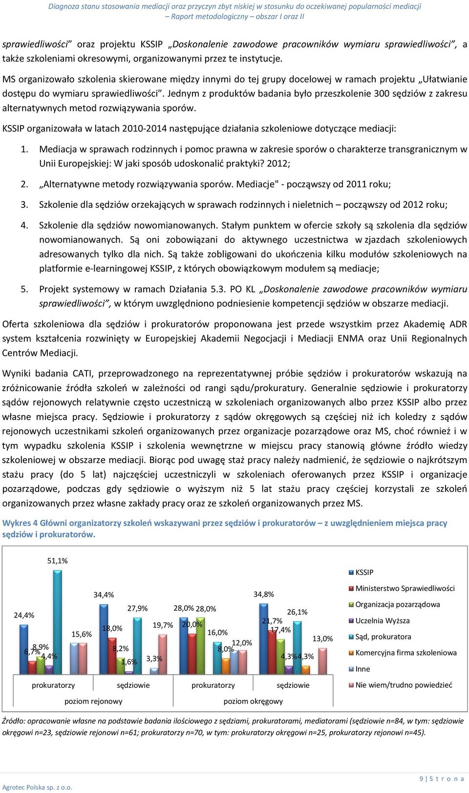 Jednym z produktów badania było przeszkolenie 300 sędziów z zakresu alternatywnych metod rozwiązywania sporów.