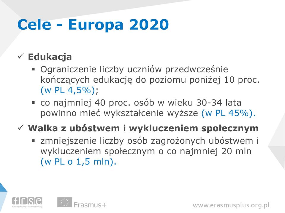 osób w wieku 30-34 lata powinno mieć wykształcenie wyższe (w PL 45%).