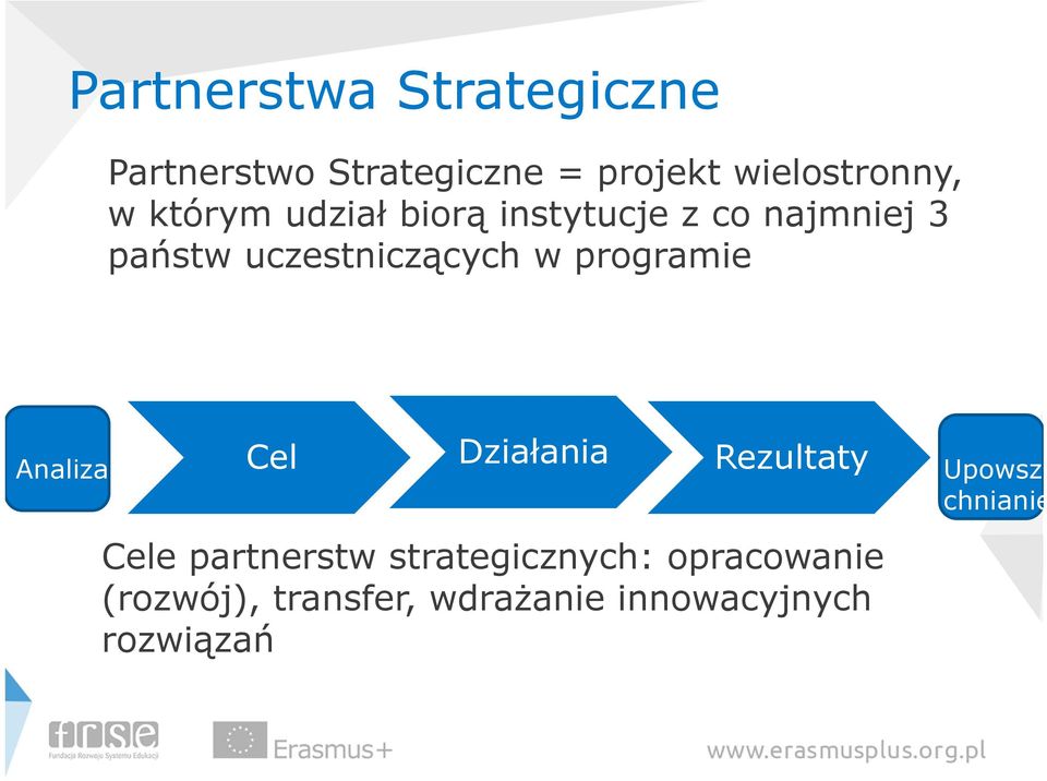 programie Analiza Cel Działania Rezultaty Cele partnerstw strategicznych:
