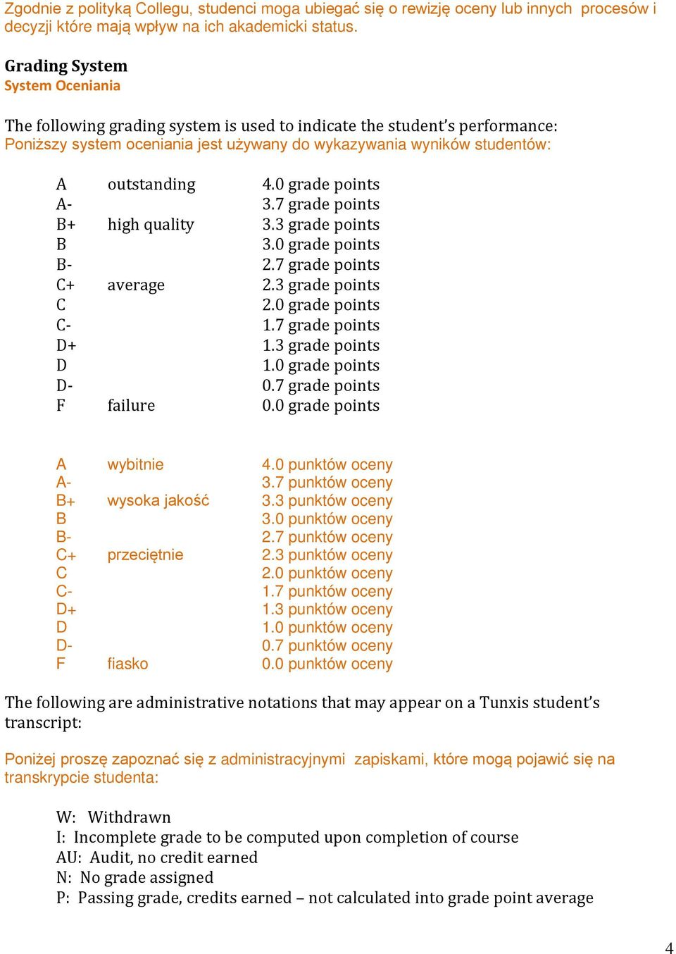 0 grade points A- 3.7 grade points B+ high quality 3.3 grade points B 3.0 grade points B- 2.7 grade points C+ average 2.3 grade points C 2.0 grade points C- 1.7 grade points D+ 1.3 grade points D 1.