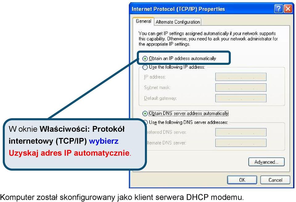 adres IP automatycznie.