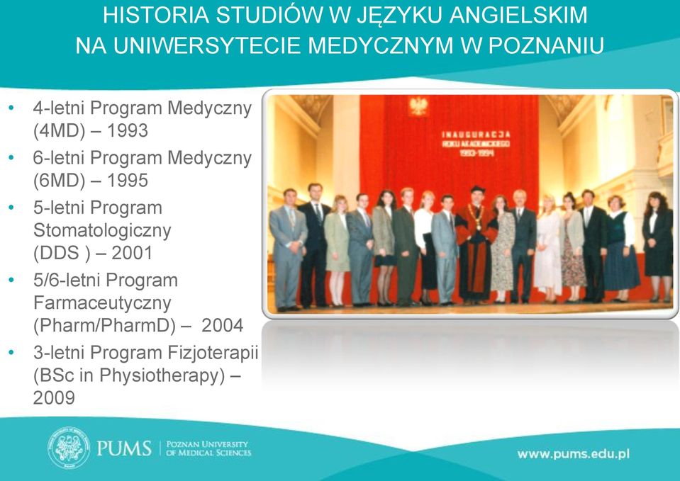 5-letni Program Stomatologiczny (DDS ) 2001 5/6-letni Program