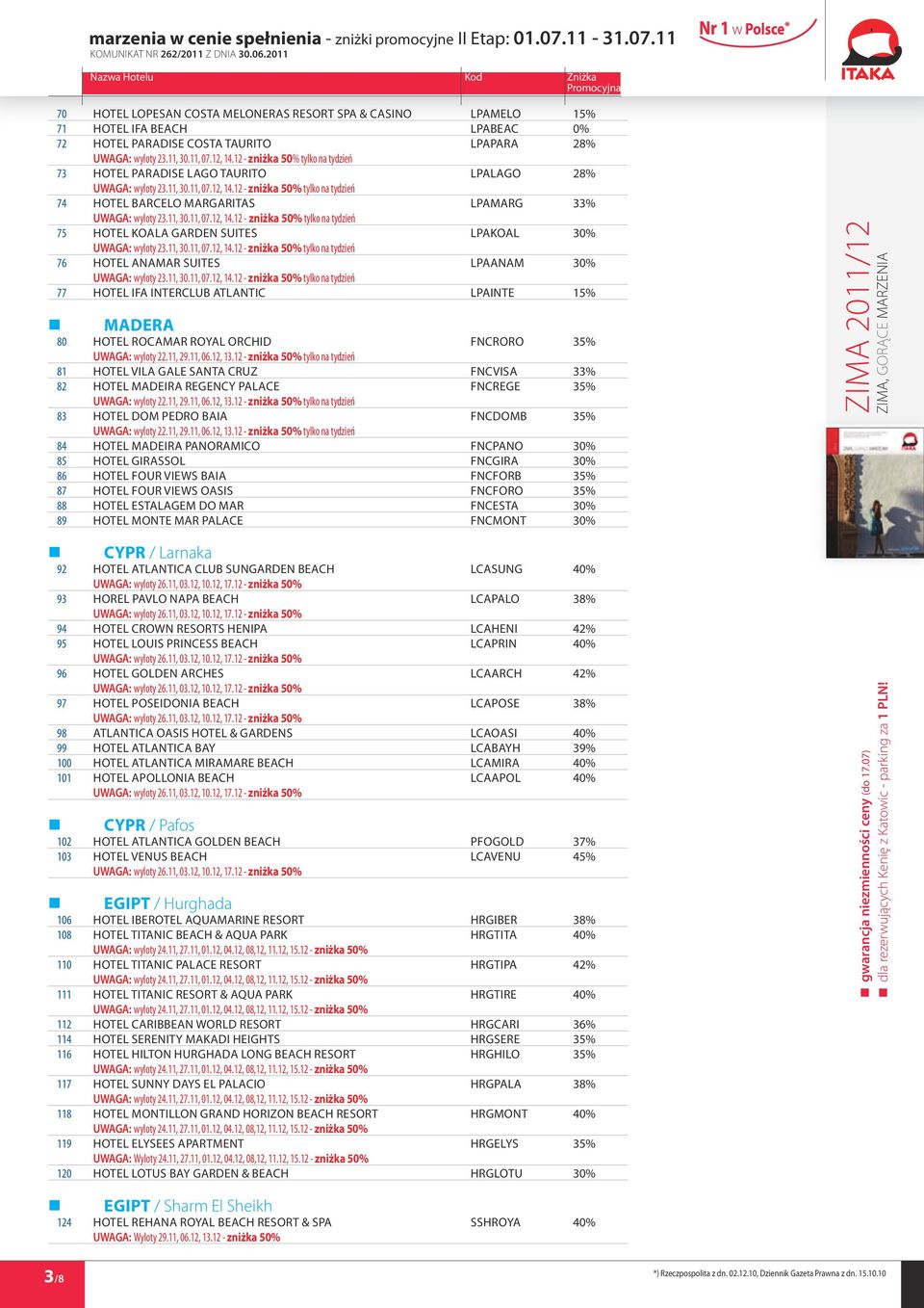 na tydzień 81 Hotel Vila Gale Santa Cruz FNCVISA 33% 82 Hotel Madeira Regency Palace FNCREGE 35% tylko na tydzień 83 Hotel Dom Pedro Baia FNCDOMB 35% tylko na tydzień 84 Hotel Madeira Panoramico