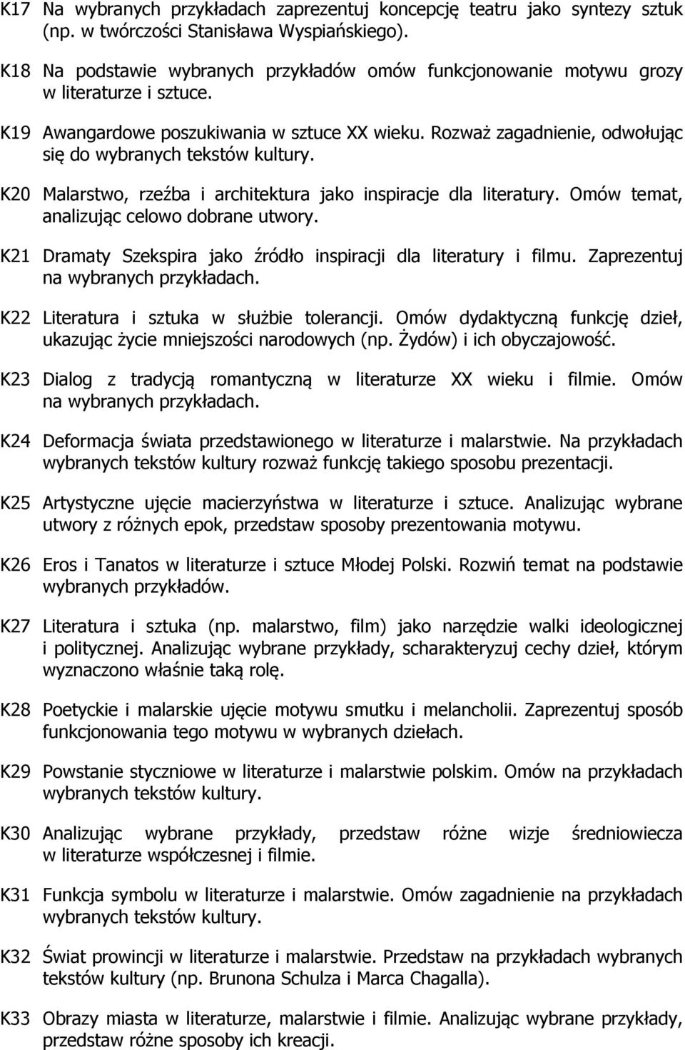 Rozważ zagadnienie, odwołując się do wybranych tekstów kultury. K20 Malarstwo, rzeźba i architektura jako inspiracje dla literatury. Omów temat, analizując celowo dobrane utwory.