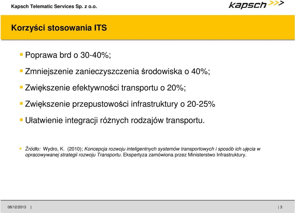 rodzajów transportu. Źródło: Wydro, K.