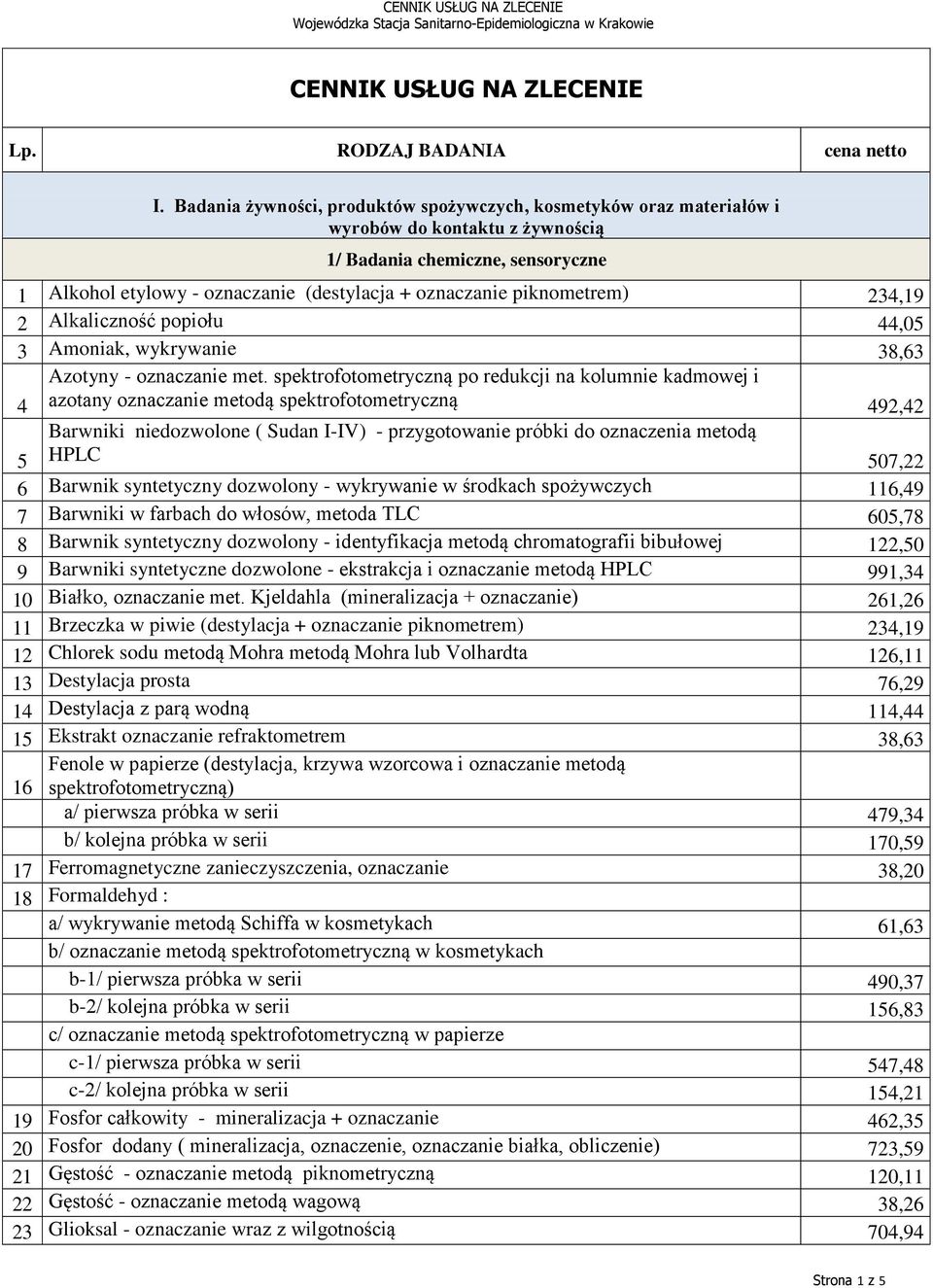 piknometrem) 234,19 2 Alkaliczność popiołu 44,05 3 Amoniak, wykrywanie 38,63 4 Azotyny - oznaczanie met.