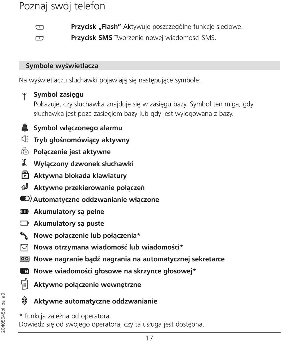 Symbol ten miga, gdy słuchawka jest poza zasięgiem bazy lub gdy jest wylogowana z bazy.