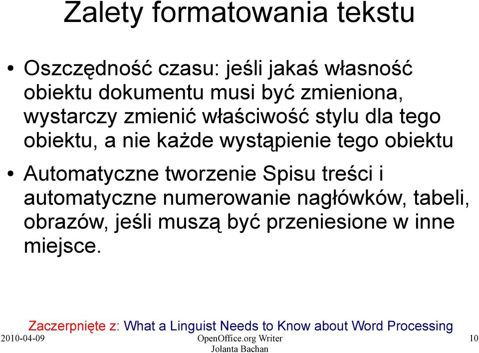 Automatyczne tworzenie Spisu treści i automatyczne numerowanie nagłówków, tabeli, obrazów, jeśli