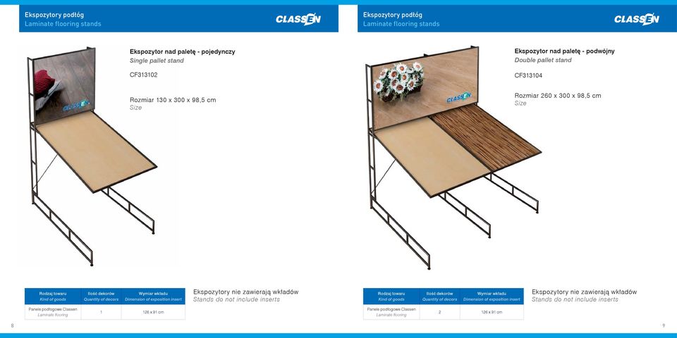exposition insert Ekspozytory nie zawierają wkładów Stands do not include inserts Rodzaj towaru Kind of goods Ilość dekorów Quantity of decors Wymiar wkładu Dimension of exposition