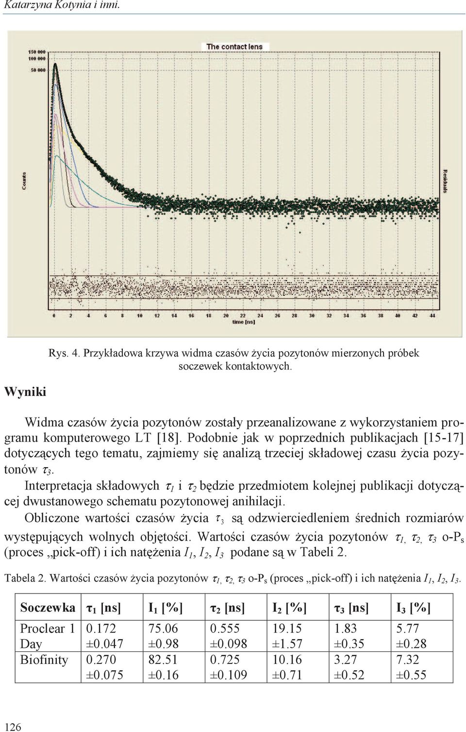 Podobnie jak w poprzednich publikacjach [15-17] dotyczących y tego tematu, zajmiemy się analizą trzeciej składowej czasu życia pozytonów 3.