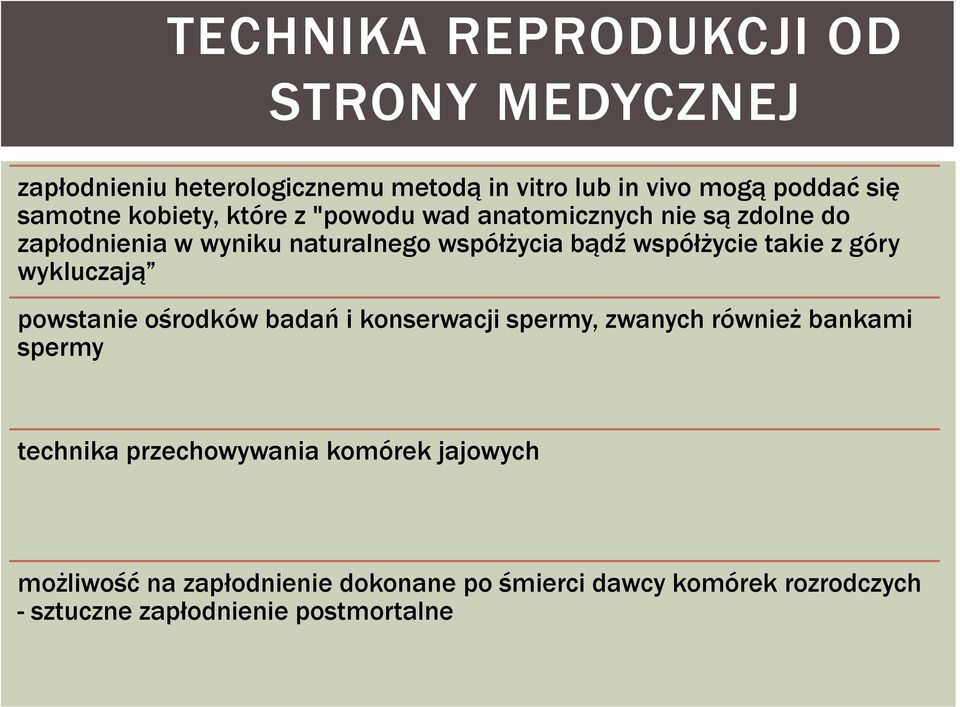 takie z góry wykluczają powstanie ośrodków badań i konserwacji spermy, zwanych również bankami spermy technika