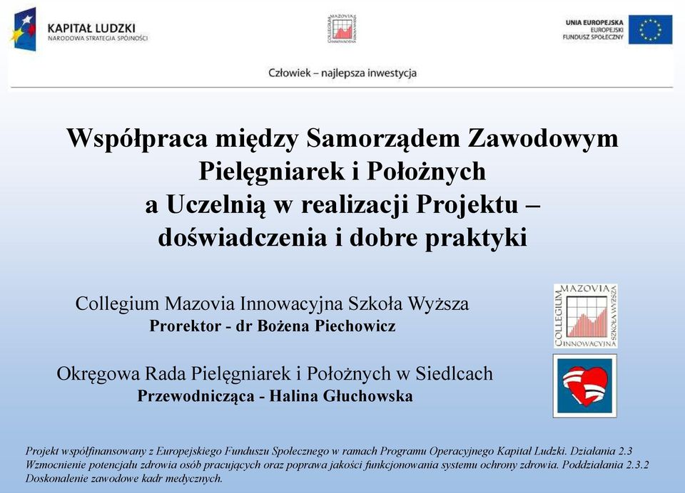 Głuchowska Projekt współfinansowany z Europejskiego Funduszu Społecznego w ramach Programu Operacyjnego Kapitał Ludzki. Działania 2.