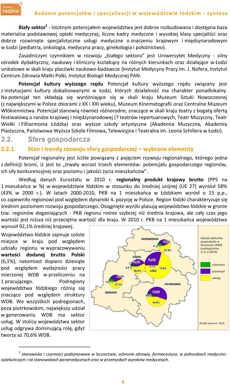 Zasadniczym czynnikiem w rozwoju białego sektora jest Uniwersytet Medyczny - silny ośrodek dydaktyczny, naukowy i kliniczny kształcący na różnych kierunkach oraz działające w Łodzi unikatowe w skali