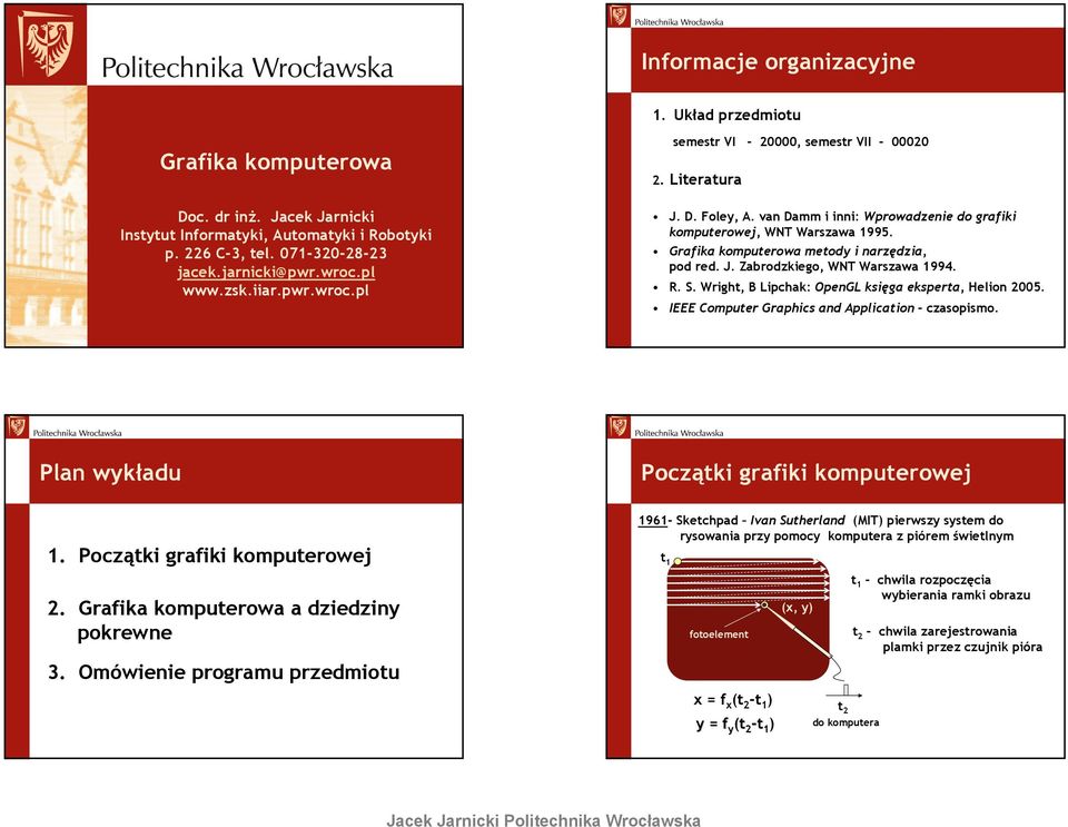 Wrght, B Lpchak: OpenGL ksęga eksperta, Helon 5. IEEE Computer Graphcs and Applcaton - casopsmo. Plan wkładu. Pocątk grafk komputerowej. Grafka komputerowa a dedn pokrewne 3.