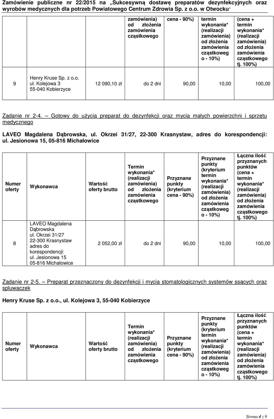 Okrzei 31/27, 22-300 Krasnystaw, adres do korespondencji: ul. Jesionowa 1, 0-816 Michałowice 8 LAVEO Magdalena Dąbrowska ul.