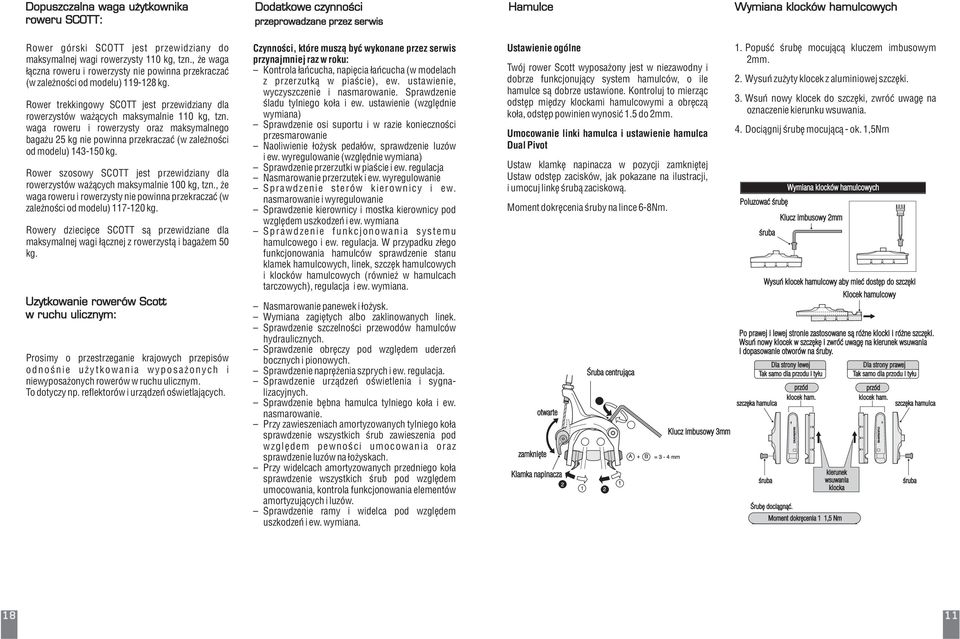 waga roweru i rowerzysty oraz maksymalnego bagażu 25 kg nie powinna przekraczać (w zależności od modelu) 143-150 kg.