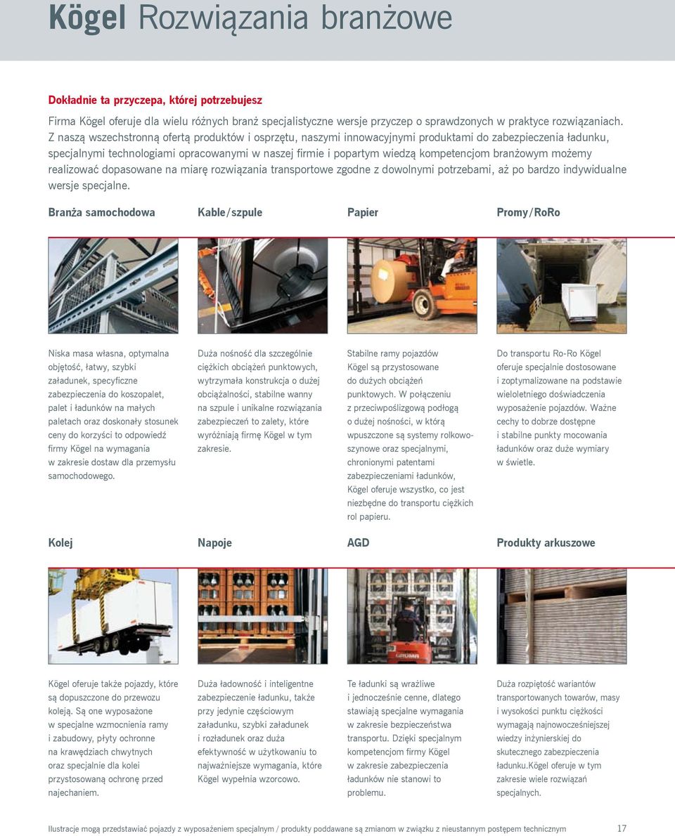 branżowym możemy realizować dopasowane na miarę rozwiązania transportowe zgodne z dowolnymi potrzebami, aż po bardzo indywidualne wersje specjalne.