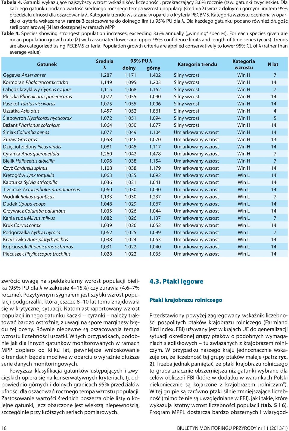 Kategoria trendu wskazana w oparciu o kryteria PECBMS. Kategoria wzrostu oceniona w oparciu o kryteria wskazane w ramce 3 zastosowane do dolnego limitu 95% PU dla λ.