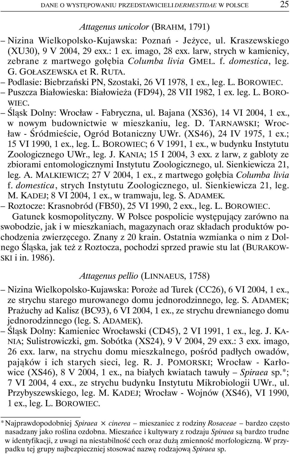 Podlasie: Biebrzański PN, Szostaki, 26 VI 1978, Puszcza Białowieska: Białowieża (FD94), 28 VII 1982, 1 ex. leg. L. BORO- WIEC. Śląsk Dolny: Wrocław - Fabryczna, ul. Bajana (XS36), 14 VI 2004, 1 ex.