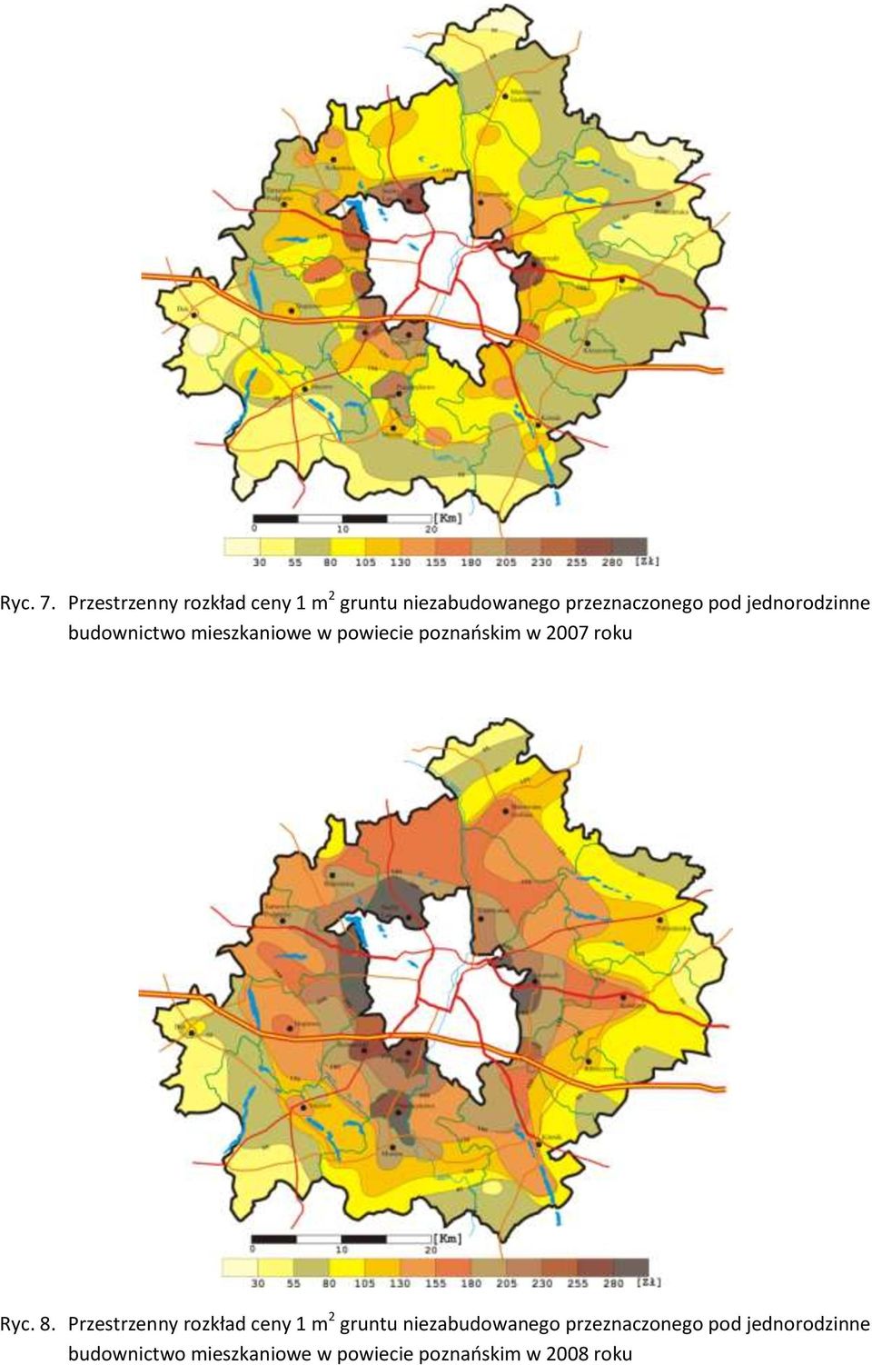 jednorodzinne budownictwo mieszkaniowe w powiecie poznańskim w 2007 roku Ryc.