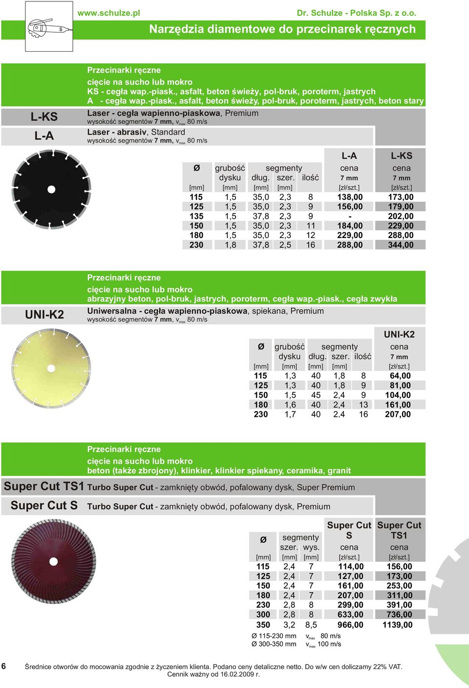 , asfalt, beton œwie y, pol-bruk, poroterm, jastrych, beton stary Laser - ceg³a wapienno-piaskowa, Premium wysokoœæ segmentów 7 mm, Laser - abrasiv, Standard wysokoœæ segmentów 7 mm, Ø gruboœæ