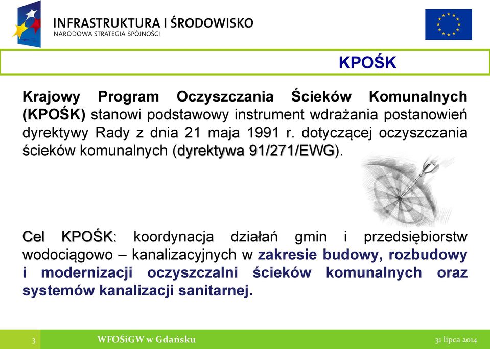 dotyczącej oczyszczania ścieków komunalnych (dyrektywa 91/271/EWG).