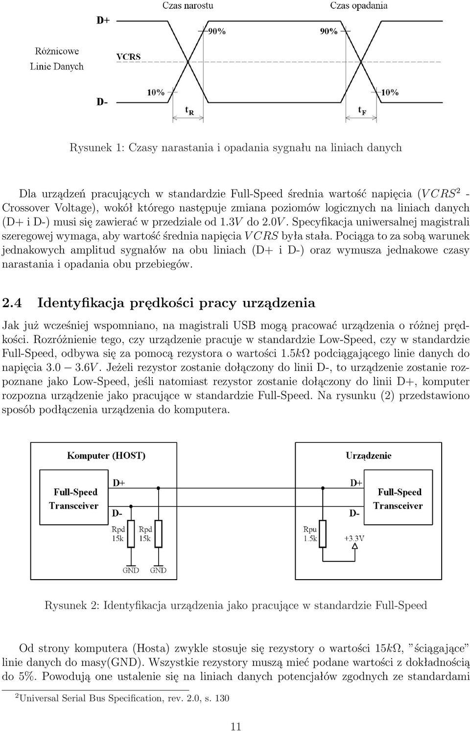 ociąga to za sobą warunek jednakowych amplitud sygnałów na obu liniach (+ i -) oraz wymusza jednakowe czasy narastania i opadania obu przebiegów. 2.