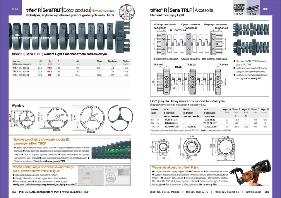 85 triflex R Seria TRLF Wariant Light z mechanizmem zatrzaskowym SeriaTRLF light z mech. wciskanym TRLF. 65. 100.0 TRLF. 85. 135.0 TRLF. 100. 145.