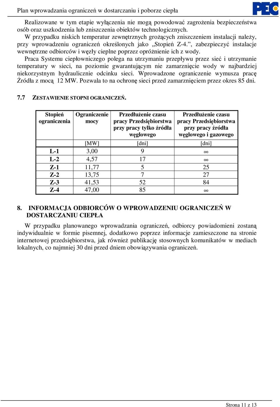 , zabezpieczyć instalacje wewnętrzne odbiorców i węzły cieplne poprzez opróżnienie ich z wody.