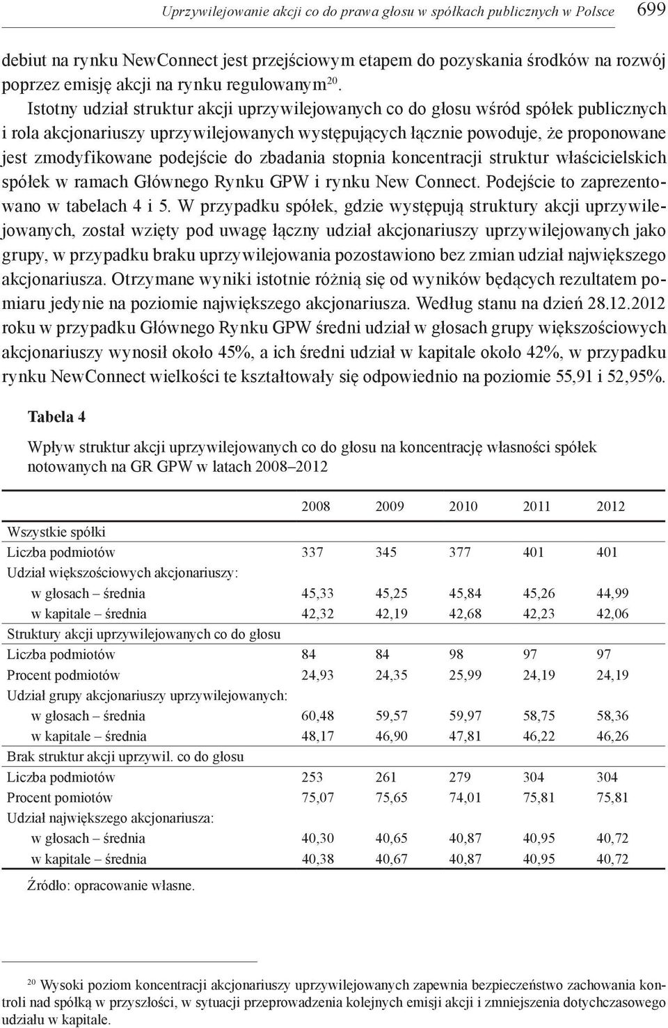 Istotny udział struktur akcji uprzywilejowanych co do głosu wśród spółek publicznych i rola akcjonariuszy uprzywilejowanych występujących łącznie powoduje, że proponowane jest zmodyfikowane podejście