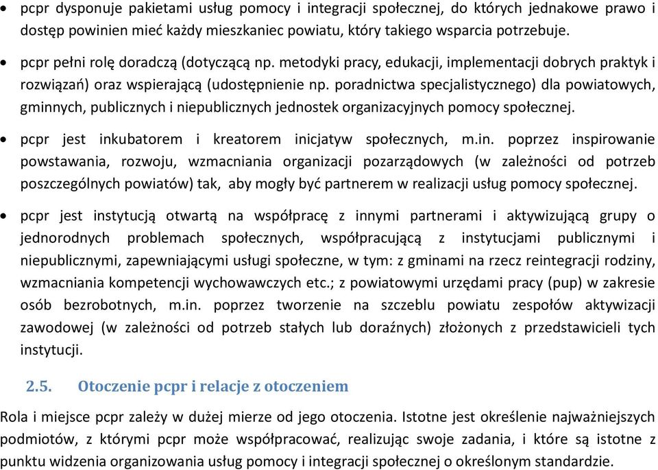 poradnictwa specjalistycznego) dla powiatowych, gminn