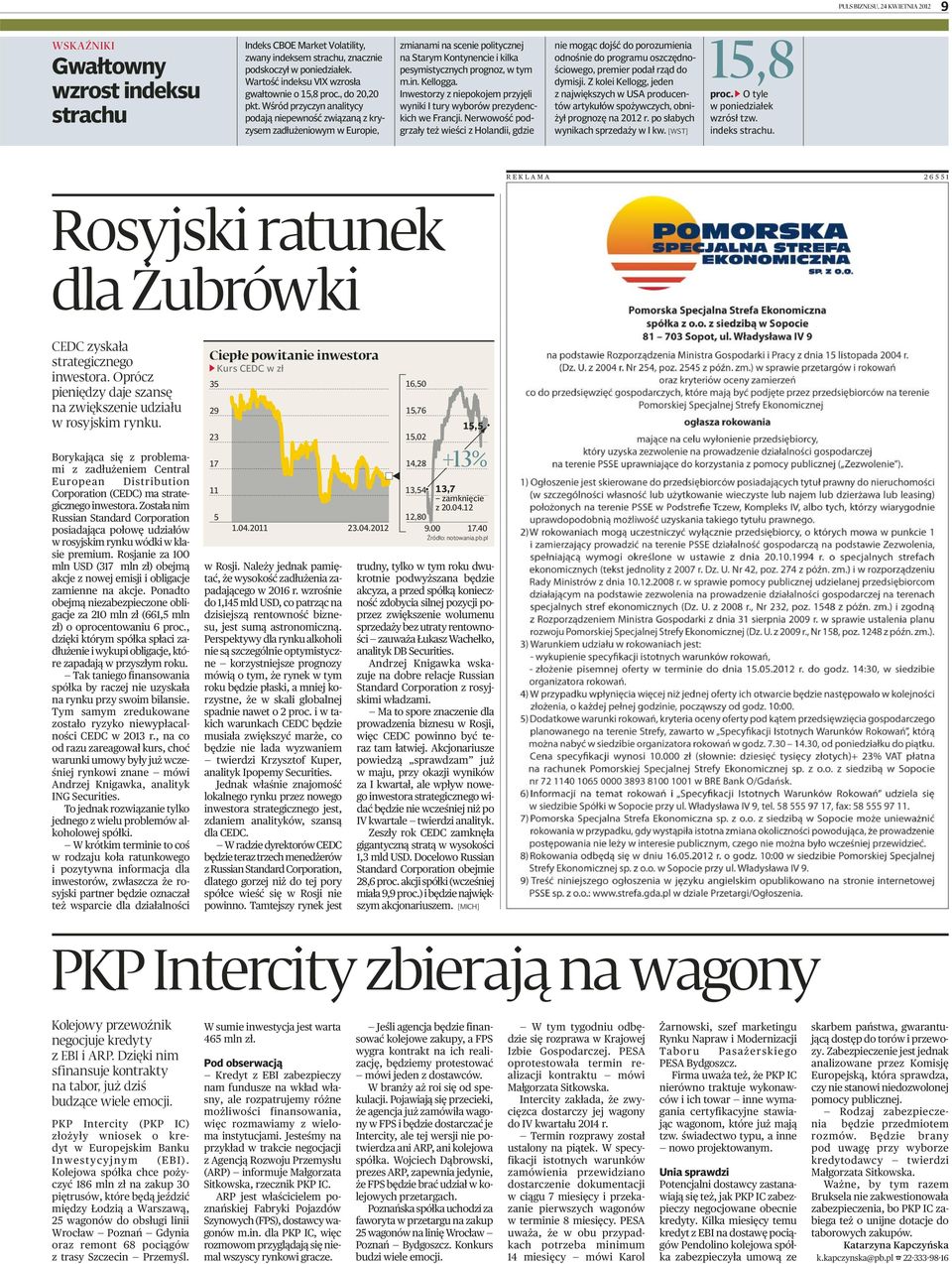 Wśród przyczyn analitycy podają niepewność związaną z kryzysem zadłużeniowym w Europie, zmianami na scenie politycznej na Starym Kontynencie i kilka pesymistycznych prognoz, w tym m.in. Kellogga.