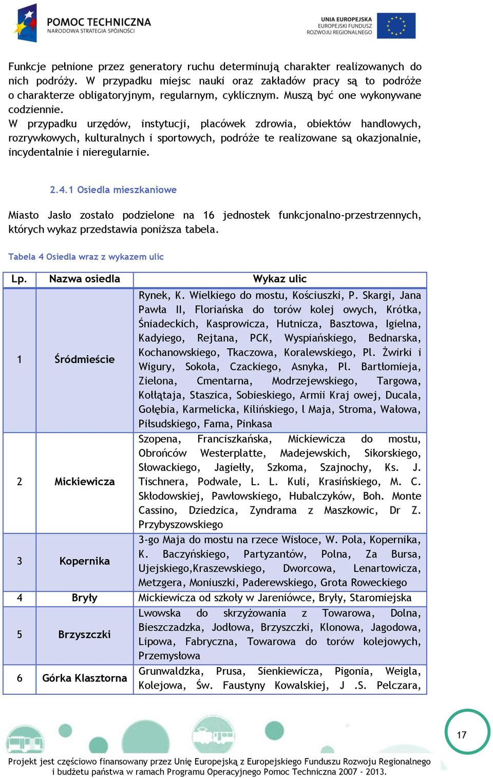 W przypadku urzędów, instytucji, placówek zdrowia, obiektów handlowych, rozrywkowych, kulturalnych i sportowych, podróże te realizowane są okazjonalnie, incydentalnie i nieregularnie. 2.4.