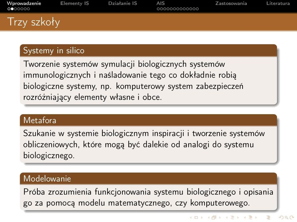 Metafora Szukanie w systemie biologicznym inspiracji i tworzenie systemów obliczeniowych, które mogą być dalekie od analogi do