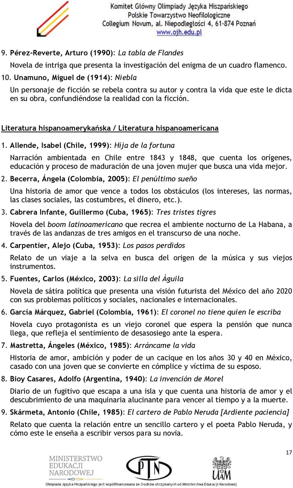 Literatura hispanoamerykańska / Literatura hispanoamericana 1.