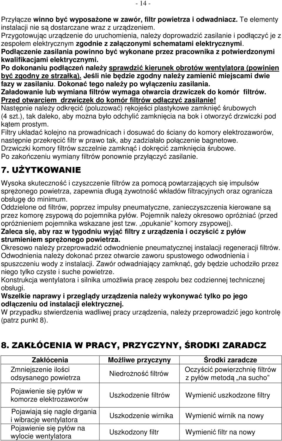 Podłączenie zasilania powinno być wykonane przez pracownika z potwierdzonymi kwalifikacjami elektrycznymi.