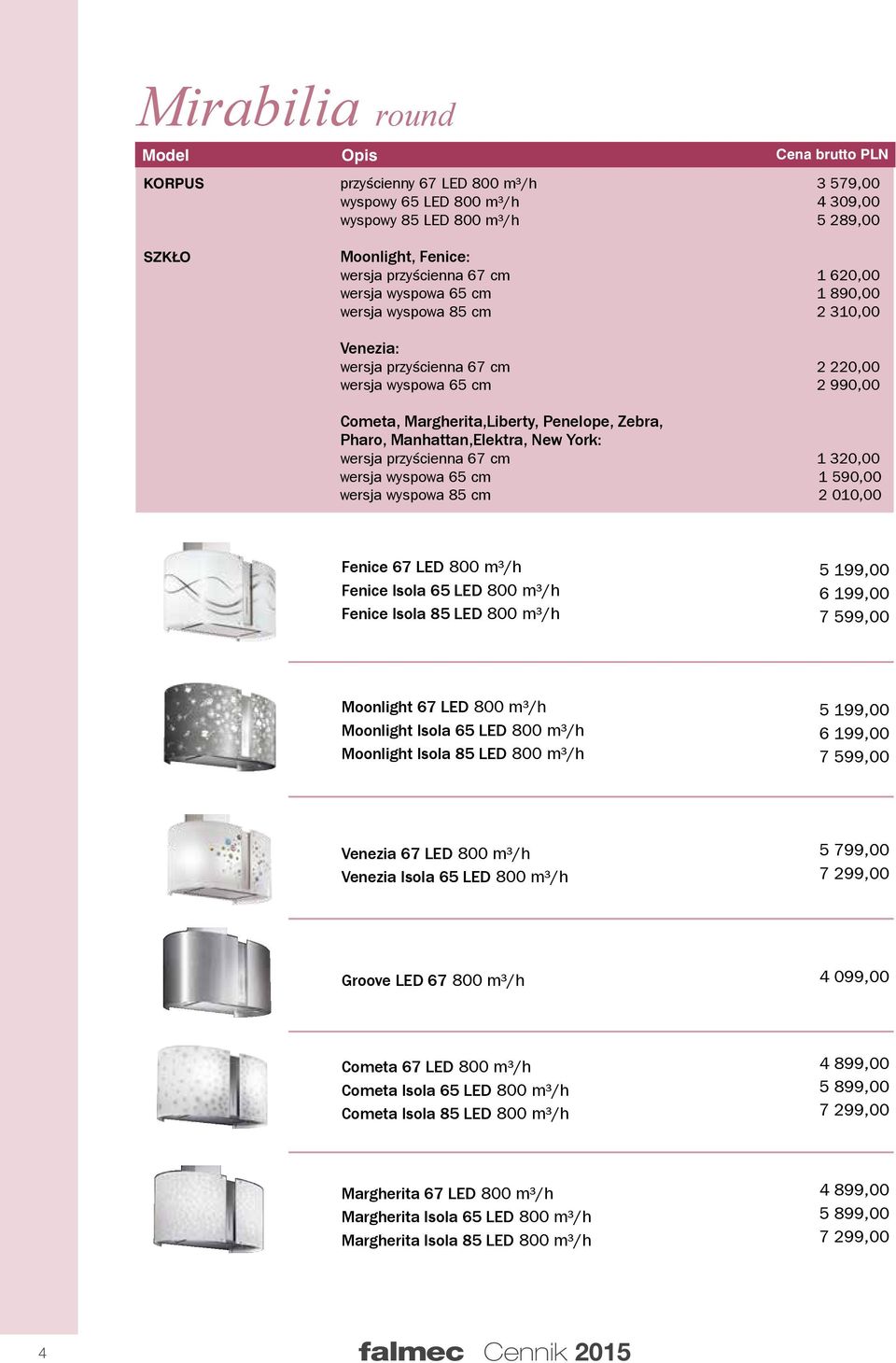 Manhattan,Elektra, New York: wersja przyścienna 67 cm 1 320,00 wersja wyspowa 65 cm 1 590,00 wersja wyspowa 85 cm 2 010,00 Fenice 67 LED 800 m³/h Fenice Isola 65 LED 800 m³/h Fenice Isola 85 LED 800