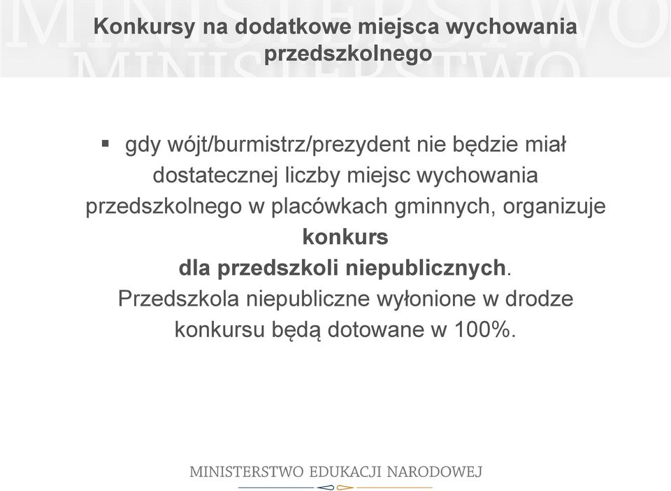 wychowania przedszkolnego w placówkach gminnych, organizuje konkurs dla