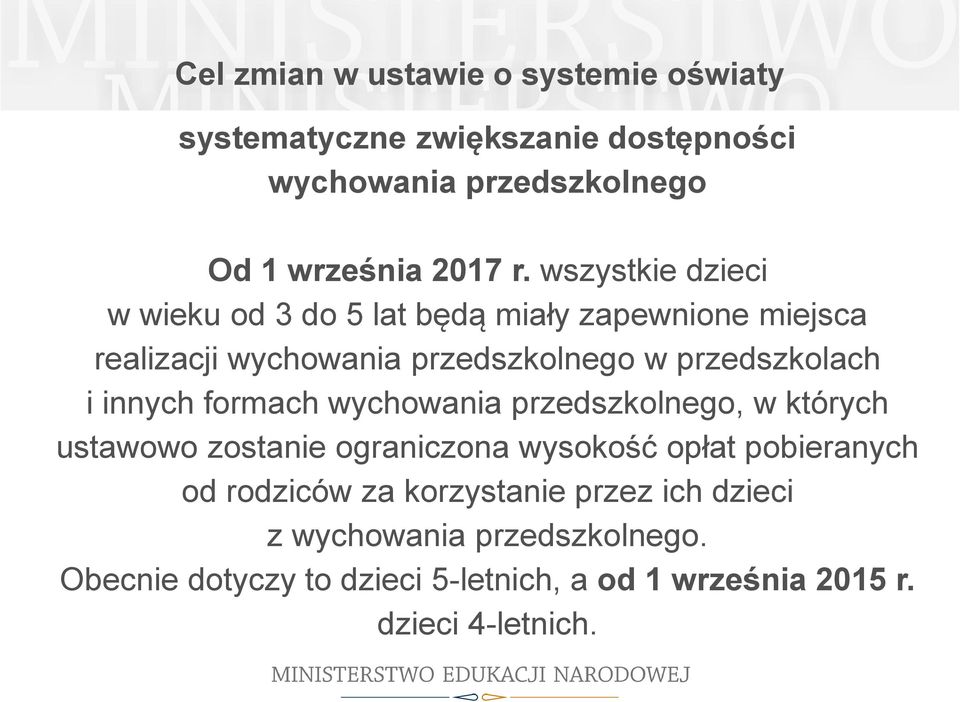 innych formach wychowania przedszkolnego, w których ustawowo zostanie ograniczona wysokość opłat pobieranych od rodziców za