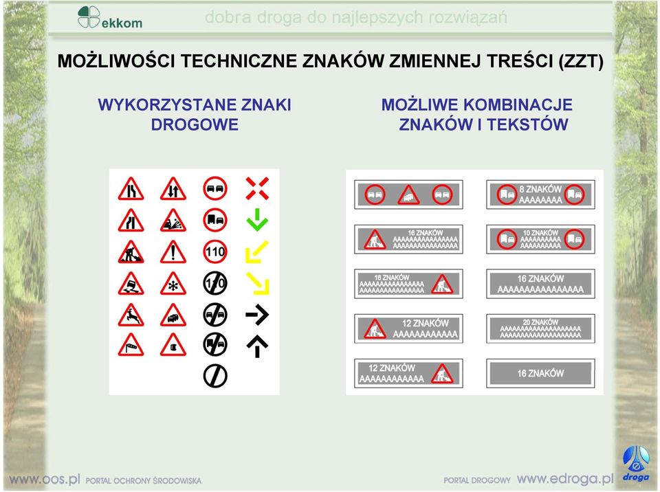 WYKORZYSTANE ZNAKI DROGOWE