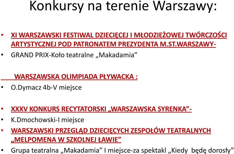 Dymacz 4b-V miejsce XXXV KONKURS RECYTATORSKI WARSZAWSKA SYRENKA - K.