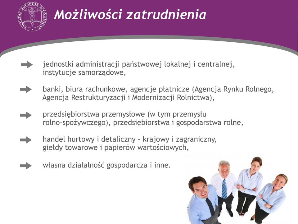 przedsiębiorstwa przemysłowe (w tym przemysłu rolno-spożywczego), przedsiębiorstwa i gospodarstwa rolne, handel