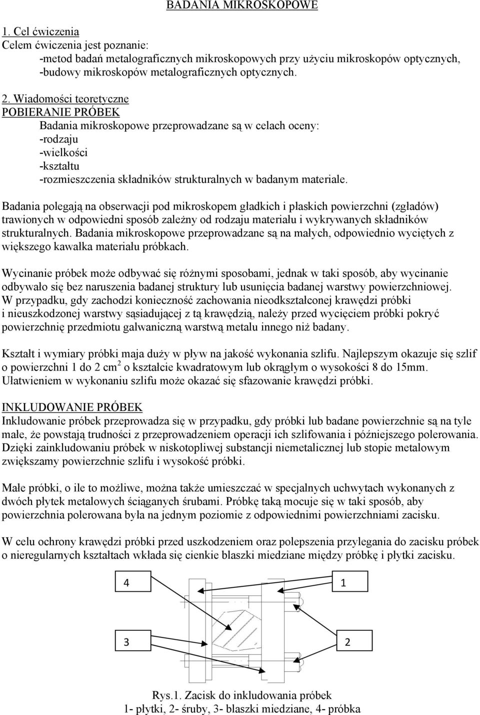 Badania polegają na obserwacji pod mikroskopem gładkich i płaskich powierzchni (zgładów) trawionych w odpowiedni sposób zależny od rodzaju materiału i wykrywanych składników strukturalnych.