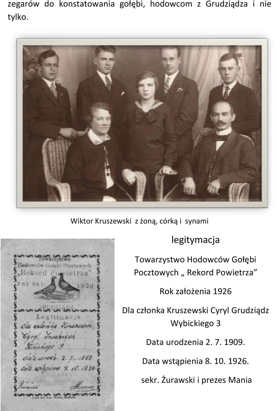 Pocztowych Rekord Powietrza Rok założenia 1926 Dla członka Kruszewski Cyryl