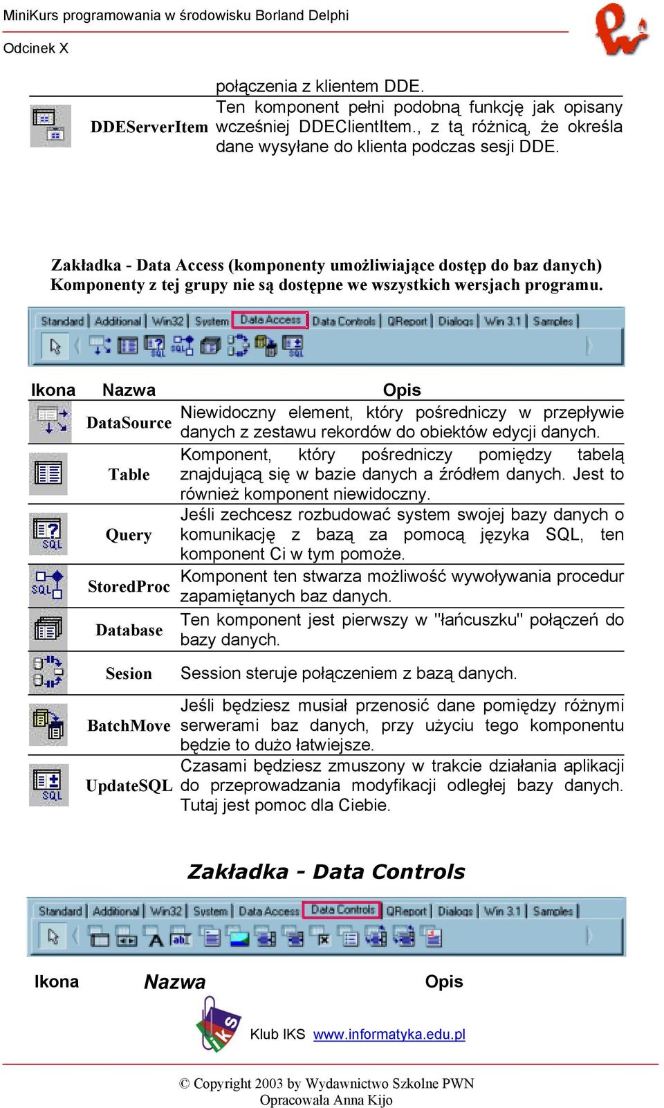 Niewidoczny element, który pośredniczy w przepływie DataSource danych z zestawu rekordów do obiektów edycji danych.